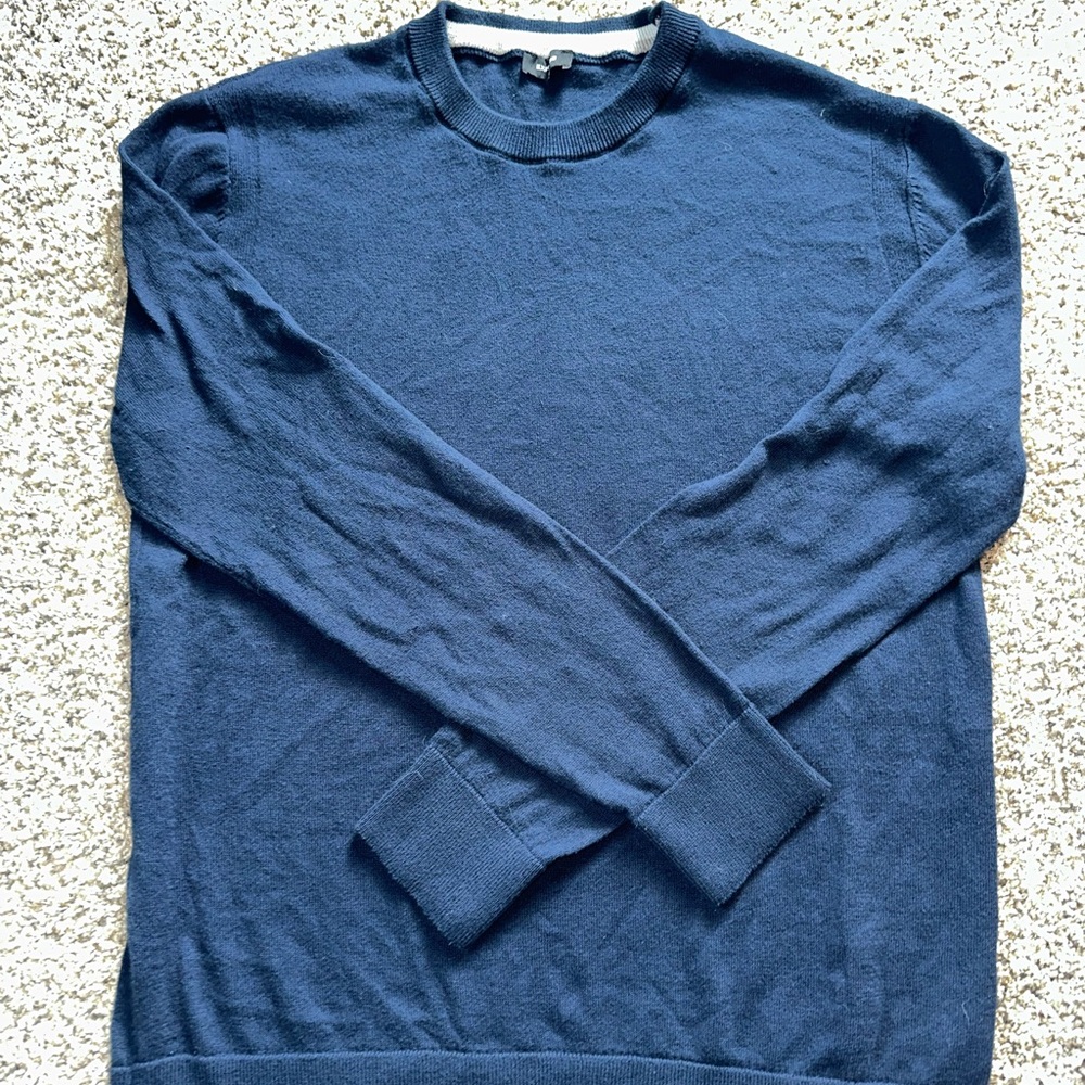 Express Men's Navy Blue Crewneck Sweater